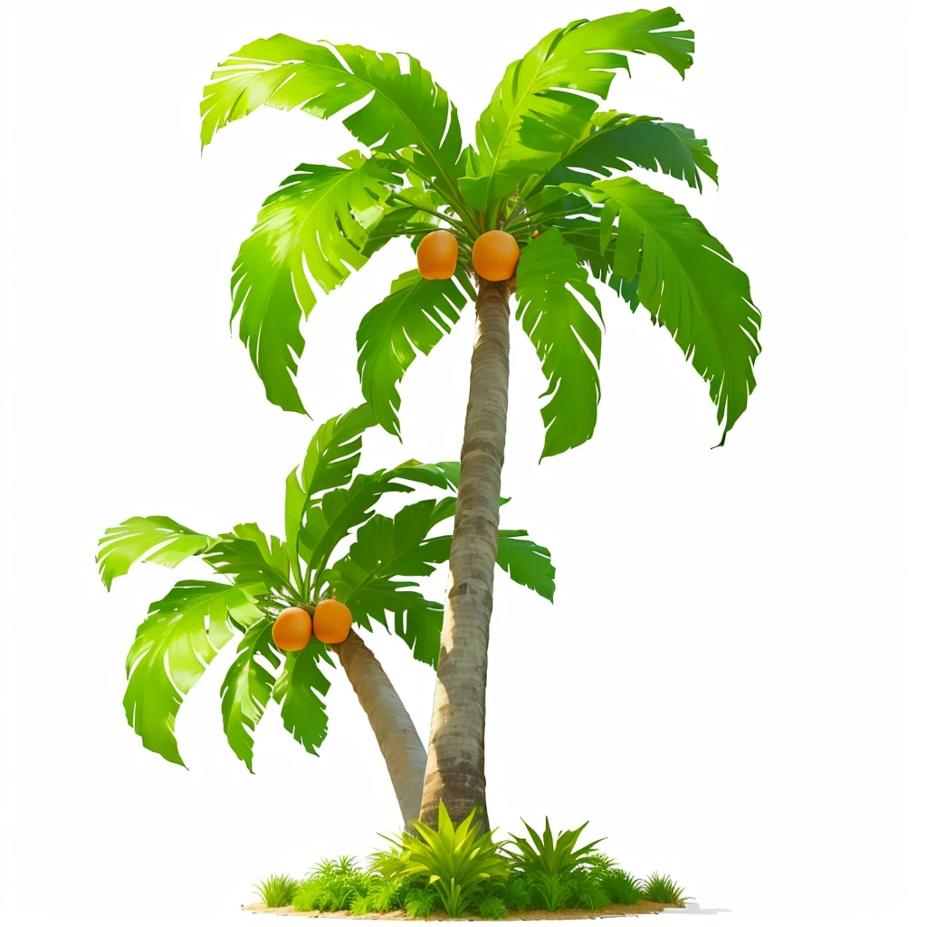 a cartoon Palm tree with oranges on it,The edges of the leaves are very round, coconut tree, Tropical trees, coconut tree, Tropical Palm, Palm tree, strange trees, 背景中的Palm tree, Palm tree从地里长出来, a Palm tree, Palm trees, Palm trees in the background, Palm tree, Tropical plants, with potted Palm trees, abstract tropical landscape, with interior potted Palm trees