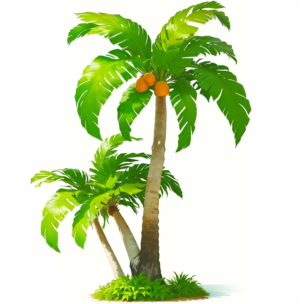 a cartoon Palm tree with oranges on it,The edges of the leaves are very round, coconut tree, Tropical trees, coconut tree, Tropical Palm, Palm tree, strange trees, 背景中的Palm tree, Palm tree从地里长出来, a Palm tree, Palm trees, Palm trees in the background, Palm tree, Tropical plants, with potted Palm trees, abstract tropical landscape, with interior potted Palm trees