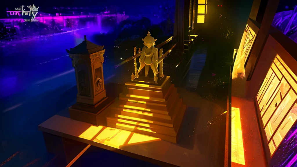 Immortal Light, high view, ทะเลดวงดาว, เงาประตูยักกลางทะเลดวงดาว, ((background:1.8))