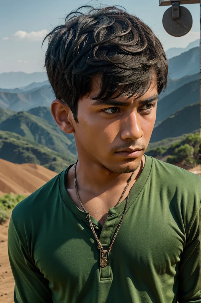 In hills a boy playing free Fire maxx sad