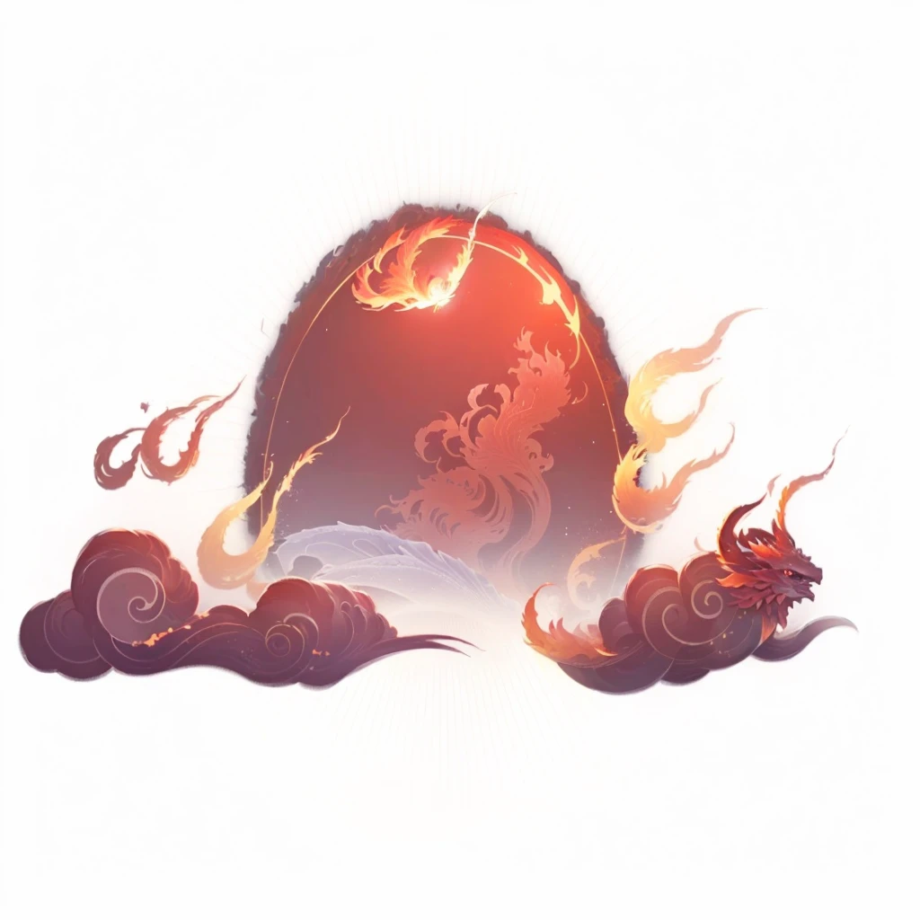 there is a picture of a red ball existith a dragon on it, Shoots a spore cloud, ceremonial clouds, Onmyoji detailed art, background technologyexistork, g liulian art style, ''existallpaper of a phoenix resting, artexistork in the style of z.exist. arrive, sexistirling scene, Jellyfish Phoenix dragon, sunset illustration, background technology, Jellyfish Phoenix