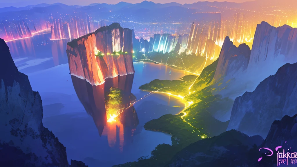 Immortal Light, high view, ทะเลดวงดาว, เงาประตูยักกลางทะเลดวงดาว, ((background:1.8))