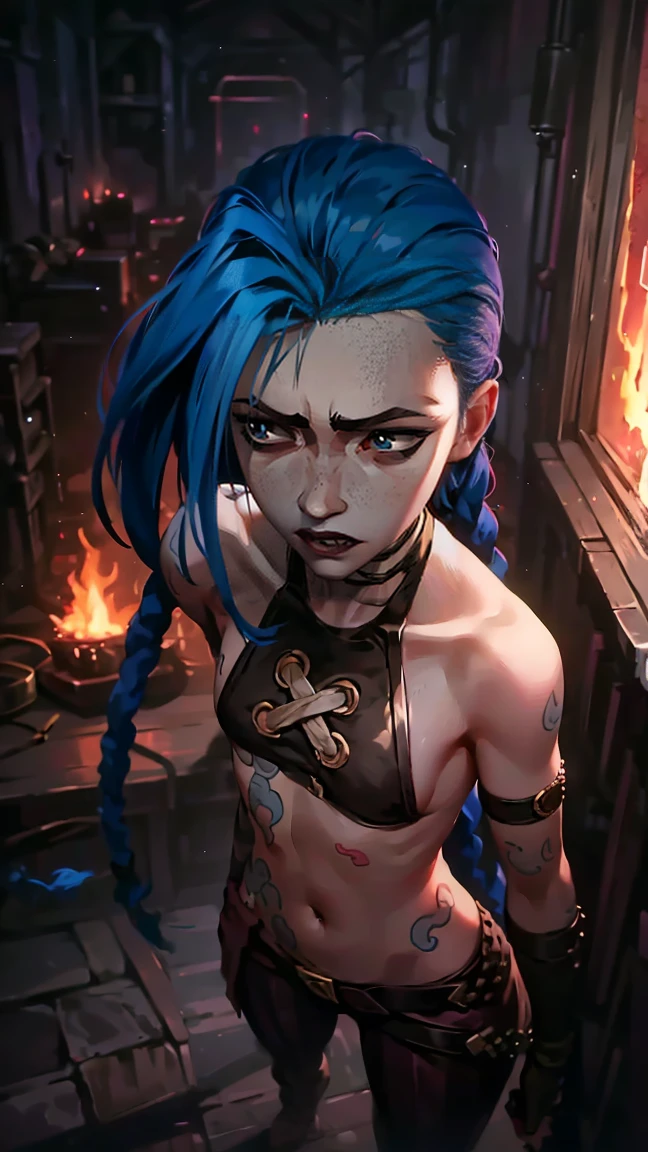 (masterpiece, Best quality), 1 girl, portrait, very sexy, erotica, having sex with a guy, nude, Beautiful elastic breasts, Volume , full length (full body 1.1.), очень feminine, fighting stance, battle, fire, explosions, burning city, Beautiful waist, gloomy composition, flame, fire, Flash, very beautiful, feminine, long hair, hair braided in long braids, very sexy, tight leather pants, emphasis on the eyes, face accent, Beautiful face, Hands, Hair, Haired ponytail, red purple eyes, Jinx is crying, Blue cloud tattoo, (masterpiece, Best quality), Side lighting, beautiful detailed eyes, crazy face), (Best quality), (masterpiece), magic photography, Spectacular lighting, Photorealism, ultra detailed, интимная portraitная композиция, 1. 4,8 k UHD, aesthetic, Cd., A high resolution, 8 k, better lighting, Best shade, Ultra-HD, A high resolution, sharp focus, Complex background, Cinematic lighting, ((Landscape view)), 4K block, (better lighting), ((Cinematic lighting)),