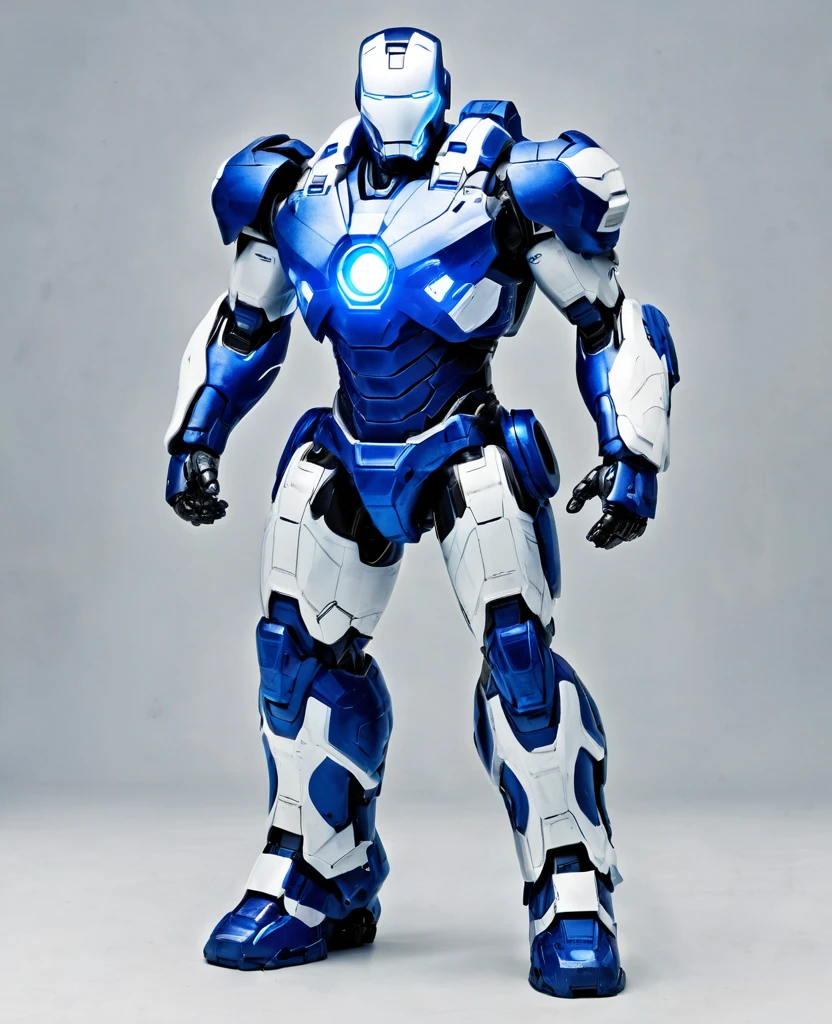 War machine, blue and white random coloured, heroic, full body, war machine,