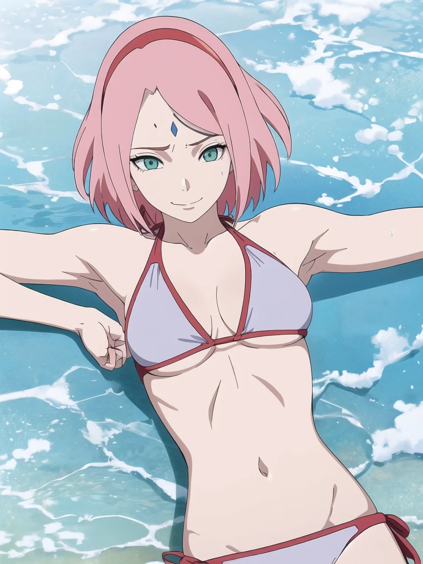 anime style, solo, 1 woman, super ultra details, very high resolution, perfect anatomy, ultra detailed face, high vibrance, (blue light), ((cold colors)), 1girl, haruno sakura, (tall, thin belly, off-shoulders, biceps, closed fists, pale skin, long belly, small breasts, forehead mark), ((red t-back bikini, red hair band)), looking at viewer, (beach, stretching, armpit line), floating hair, big smile, cowboy shot, (reddish pink hair, short hair), spring time((((sexy pose))))((((((35 years old sexy body))))))(((bib boobs))))((( perfect women body))),(((arm's above showing armpits))))((( moaning)))
