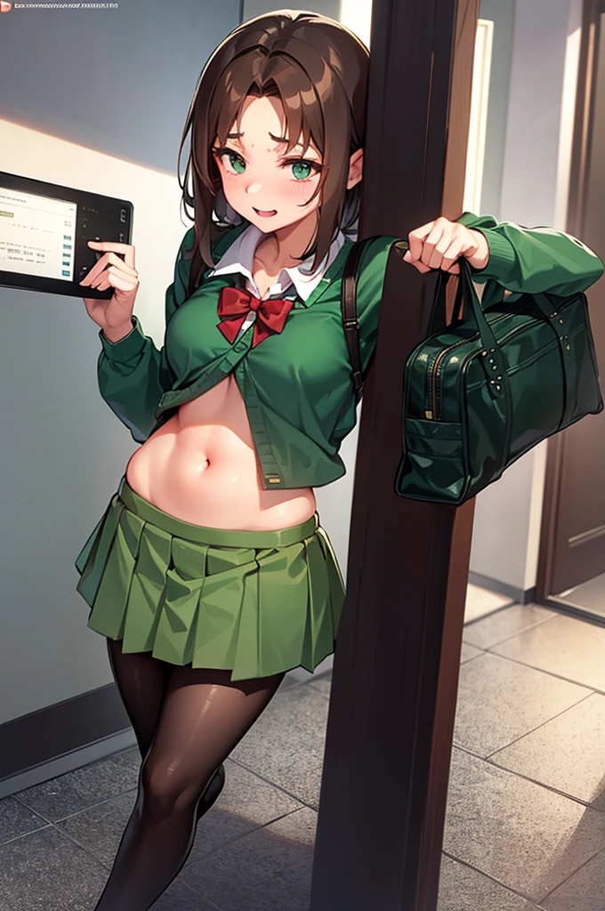 high school student, cute, Brown Hair, Green Eyes, Sexy, uniform, 18-year-old, E Cup, tits, Naughty, during sex