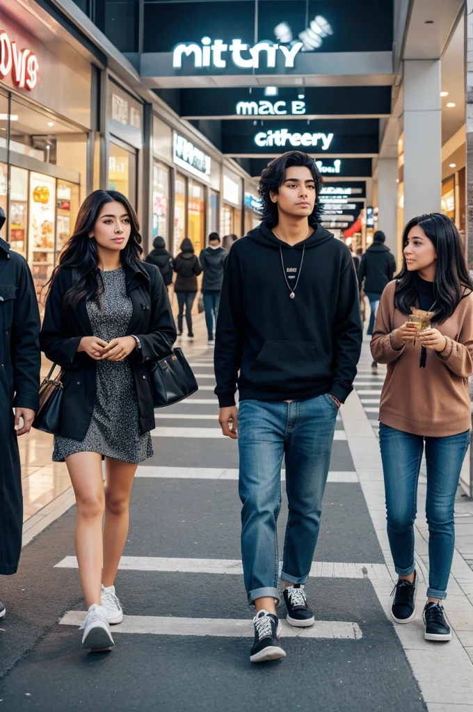 I big city with big mall and they were morden clothes and having food and in road vihcel