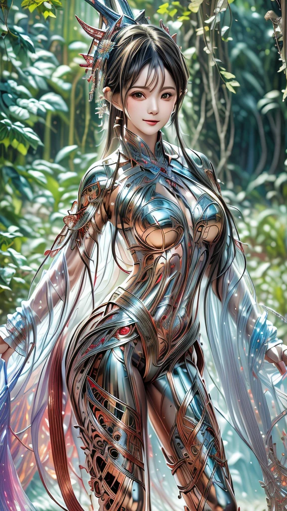 (masterpiece, top quality, best quality, official art, beautiful and aesthetic:1.2), (sexy sexy 1girl), (fractal art:1.2),silly, high resolution, fluid Transparent alternative costume, super accurate depiction, solo, beautiful hairstyle, shiny skin, looking at the viewer.