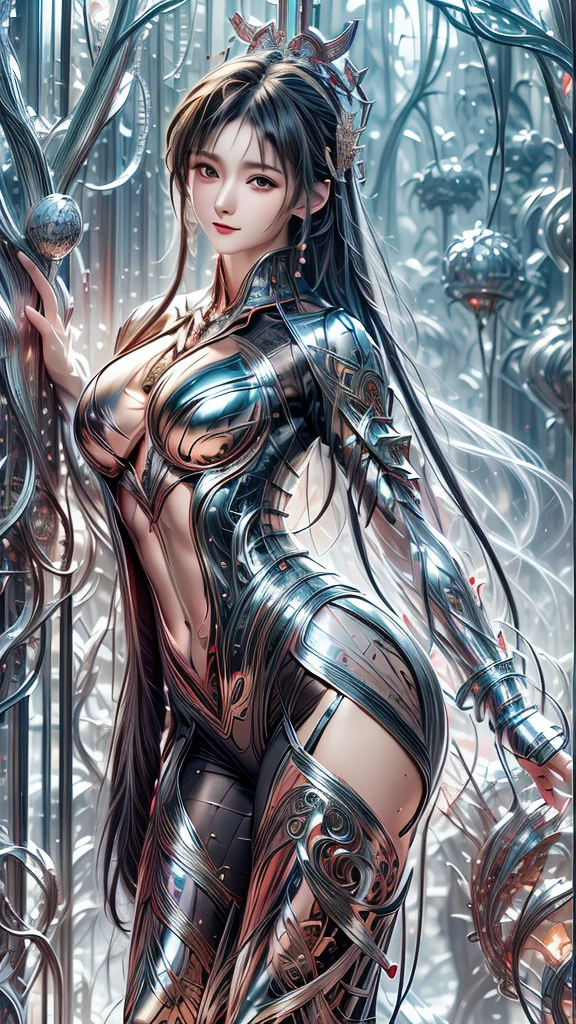 (masterpiece, top quality, best quality, official art, beautiful and aesthetic:1.2), (sexy sexy 1girl), (fractal art:1.2),silly, high resolution, fluid Transparent alternative costume, super accurate depiction, solo, beautiful hairstyle, shiny skin, looking at the viewer.