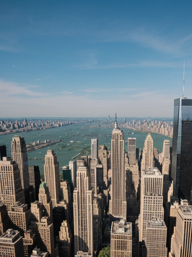 her name is Elle, high quality, 1girl, ((20-year-old fit Caucasian woman)), ((20 years old)), ((fit)), ((pale skin)), short length straight dark hair , wearing Oversized Knit Sweater with Fringe + High-Waisted Leather Joggers, pose: standing, background: Describe the iconic skyline of Manhattan from the Top of the Rock observation deck, with panoramic views of the Empire State Building, Central Park, and the Hudson River.