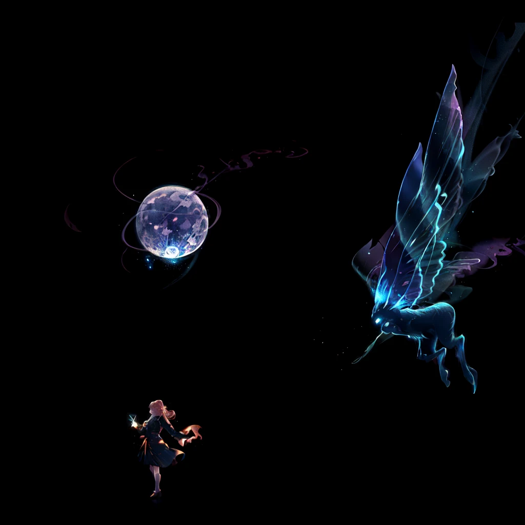 Extensive landscape photography , (bottom view: sky above and open field below), A girl stands in a flower field and looks up, (full moon:1.2), ( falling stars:0.9), (nebula:1.3), distant mountain, tree BREAK production art, (warm light source:1.2), (Firefly:1.2), lamp, lots of purple and orange, complex parts, volumetric lighting, realism BREAK
(masterpiece:1.2), (Best quality), 4K, ultra detailed, (dynamic composition:1.4), very detailed, colorful details,( iridescent colors:1.2), (Glowing Lighting, atmospheric lighting), Dreamy, magic, (One:1.2)