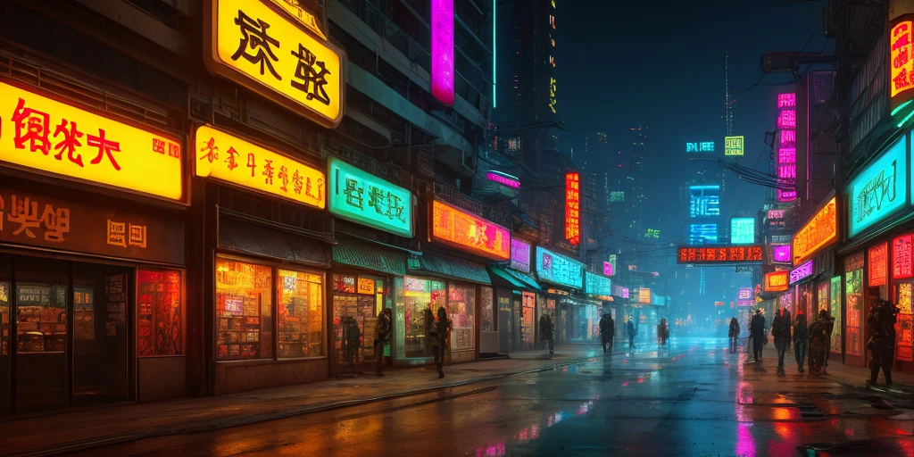 Cyberpunk city in science fiction movies, wasteland, Empty streets, night, Chinese style architecture, bridge, Old store, irregular, Circuit Board, electric wire, complex, Extremely detailed, Practical, hyper Practical, high quality, the best , Super Detail, Crazy details, Very detailed, PhotoPractical, Epic Composition, the best质量, 32K --v 6