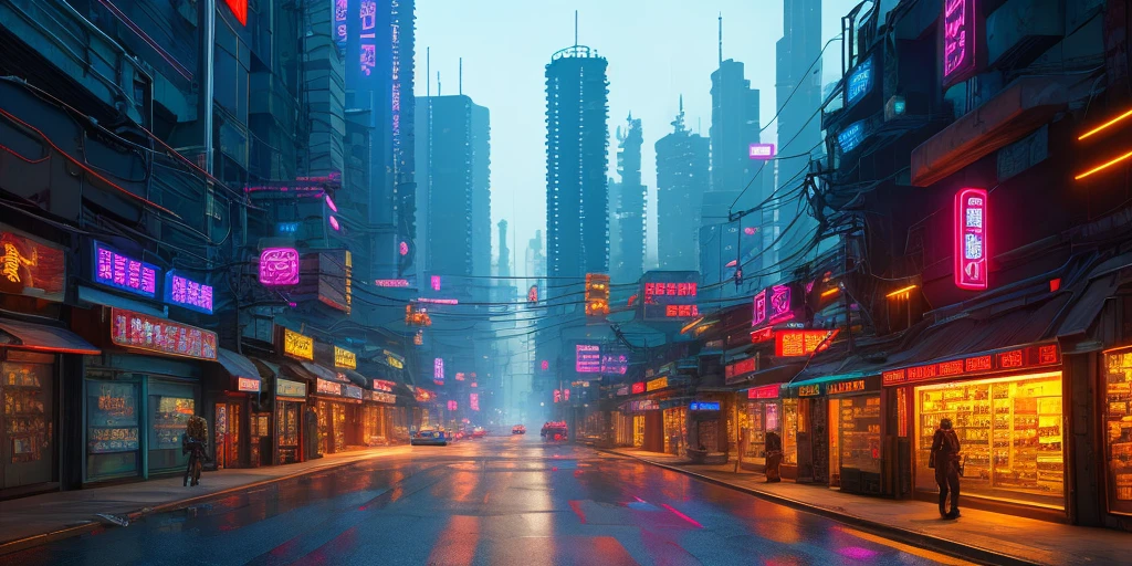 Cyberpunk city in science fiction movies, wasteland, Empty streets, night, Chinese style architecture, bridge, Old store, irregular, Circuit Board, electric wire, complex, Extremely detailed, Practical, hyper Practical, high quality, the best , Super Detail, Crazy details, Very detailed, PhotoPractical, Epic Composition, the best质量, 32K --v 6