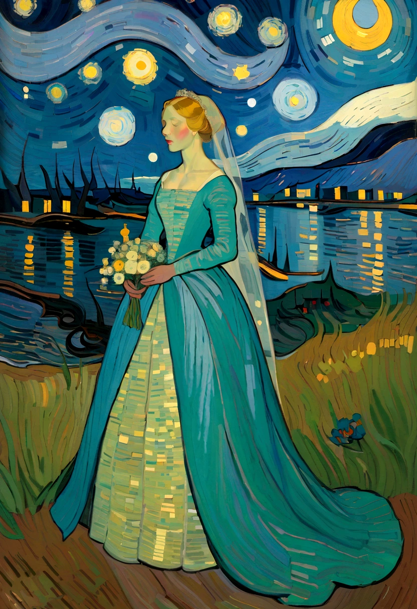 Vincent Willem van Gogh_The Starry Night, Queen, Wedding dress