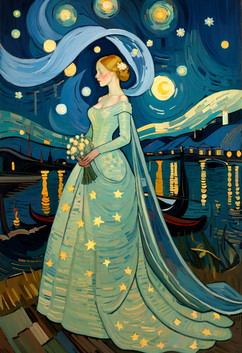 Vincent Willem van Gogh_The Starry Night, Queen, Wedding dress