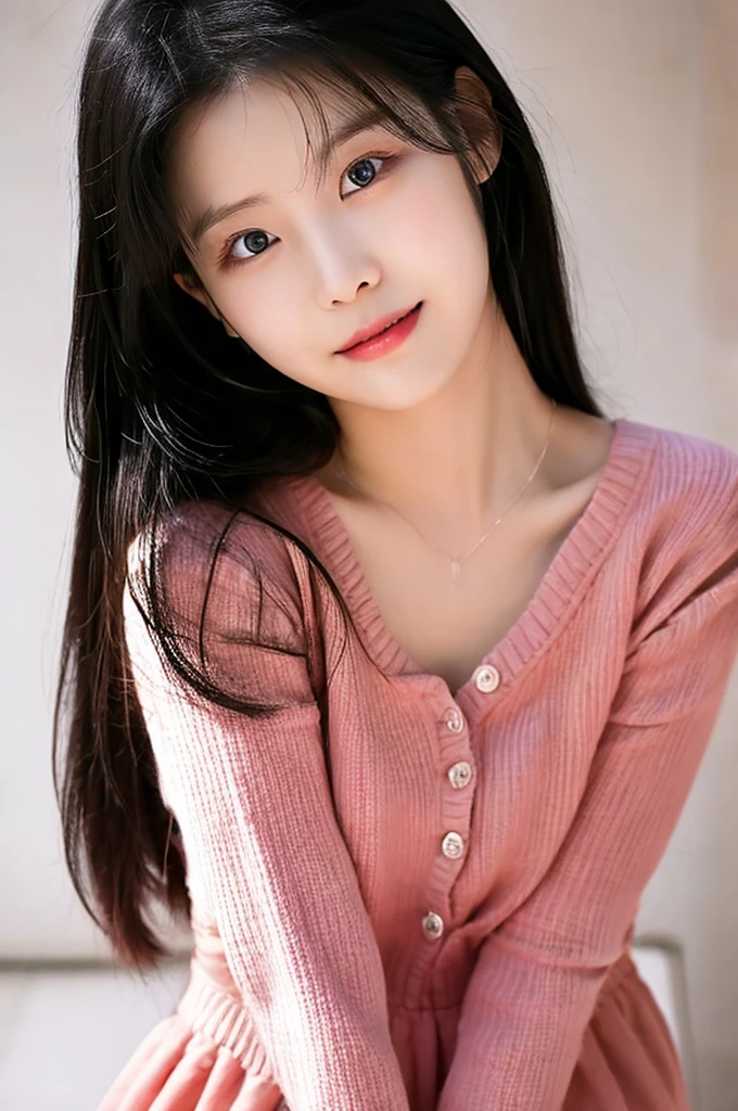 (a close-up of a 21-year-old Korean woman),

(Confident: 0.7), (cute attire: 1.0), (Petite stature: 0.8), (heart shaped face), (Beautiful doe eyes: 1.2), (Soft, small lips: 0.9), (Cute Stylish outfit: 1.1), (cute outfit), (pink: 0.8), (Hint of sexiness: 0.6). (Mischievous smile: 0.5), (Lively campus background: 0.7), (Secret Journal in hand: 0.6), (Determined expression: 0.9). (Vulnerable look: 0.4), (Subtle emotional depth: 0.35), (dlwlrma: 0.4), (Cinematic realism: 1.3), (Nikon D850 camera: 1.0), (Film stock photograph: 0.9), (Saturated colors: 1.1). (Hyper-realistic lighting: 1.2).