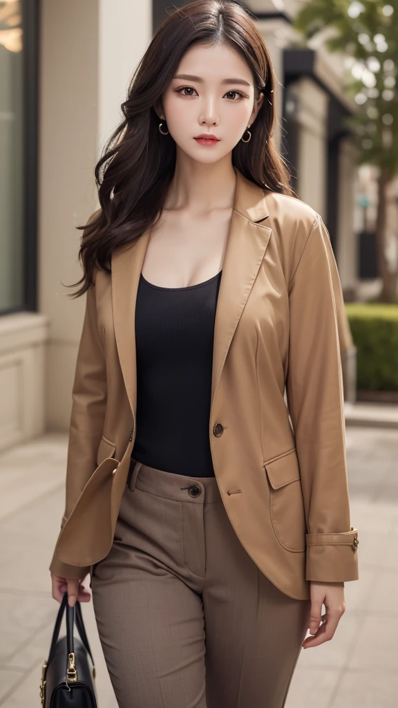 The pants have the best details, the pants are smooth and textured, the most detailed facial details, Chinese mature women, mature and elegant