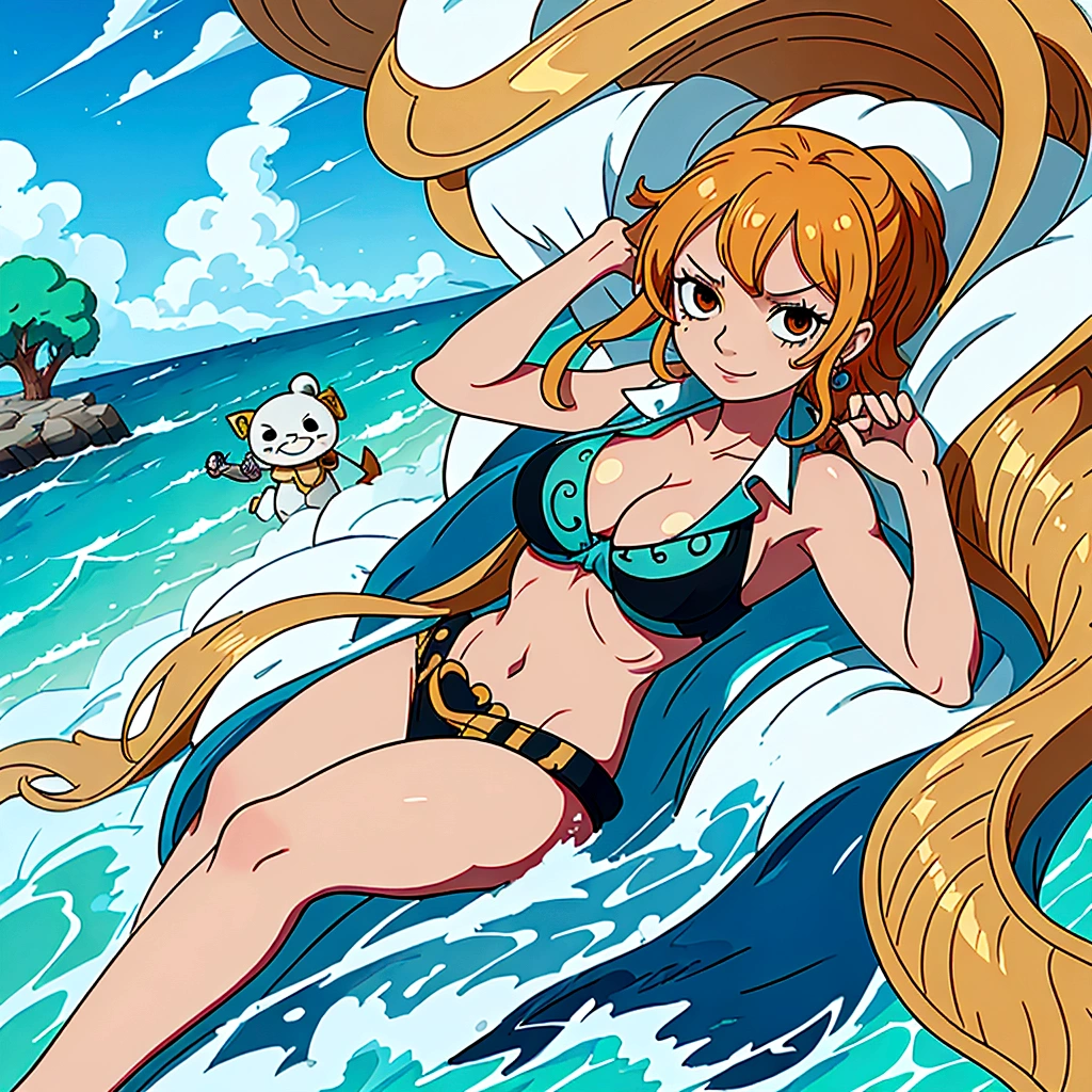 make a youtube banner using the characters nami from one piece