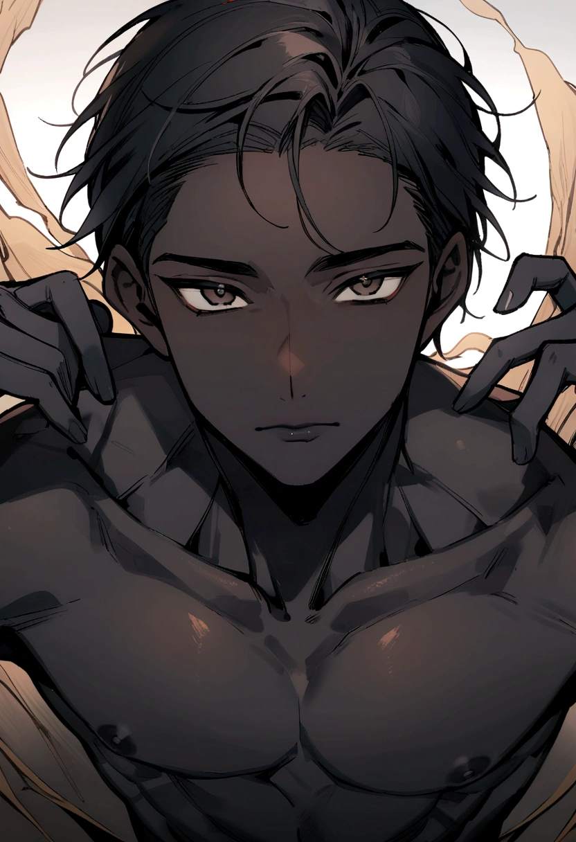 Man, male, boy, black hair, brown eyes, dark skin, black, Black skin, black, black color
