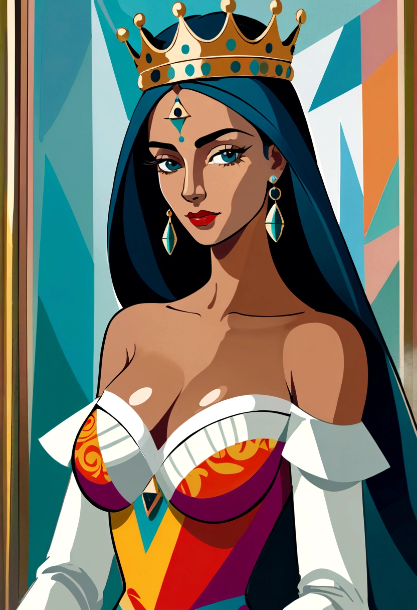 Picasso Cubism, Queen,  crown, elegant dress