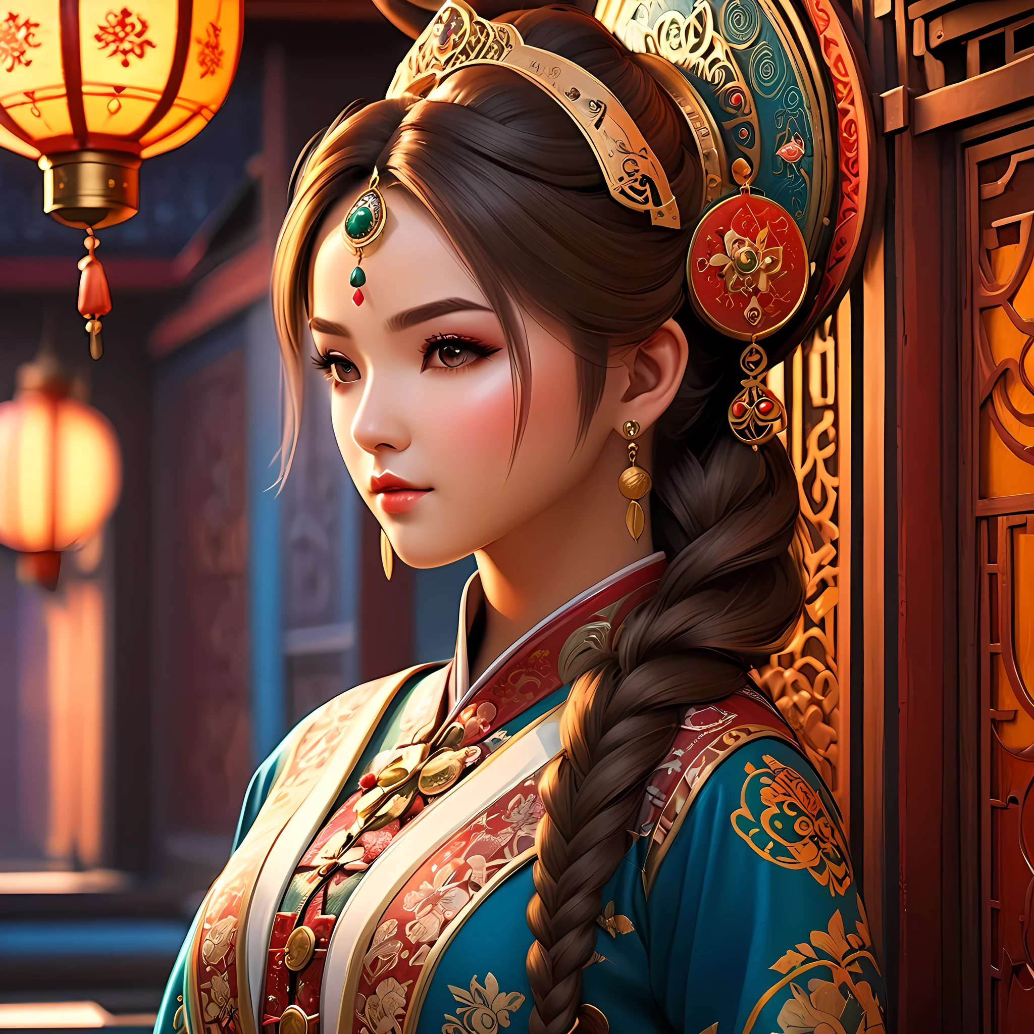 girl in a beautiful oriental detailed background, oriental cityscape, intricate steampunk machinery, miko outfit, long hair, detailed face, beautiful eyes, detailed clothing, dynamic pose, (best quality,8k,highres,masterpiece:1.2),ultra-detailed,(realistic,photorealistic,photo-realistic:1.37),portrait,vibrant colors,dramatic lighting