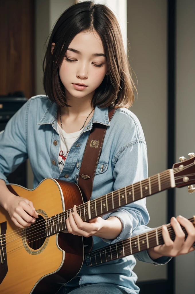 playing on guitar