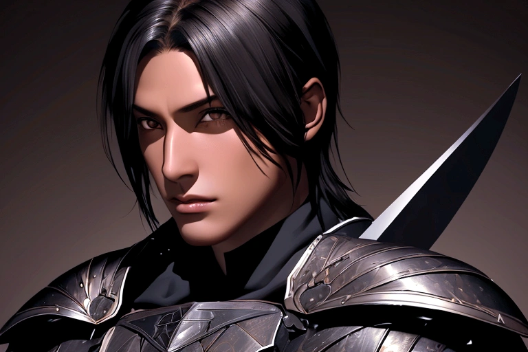 Man, male, boy, black hair, brown eyes, dark skin, black, Black skin, black, black color, Warrior, armor, sexy