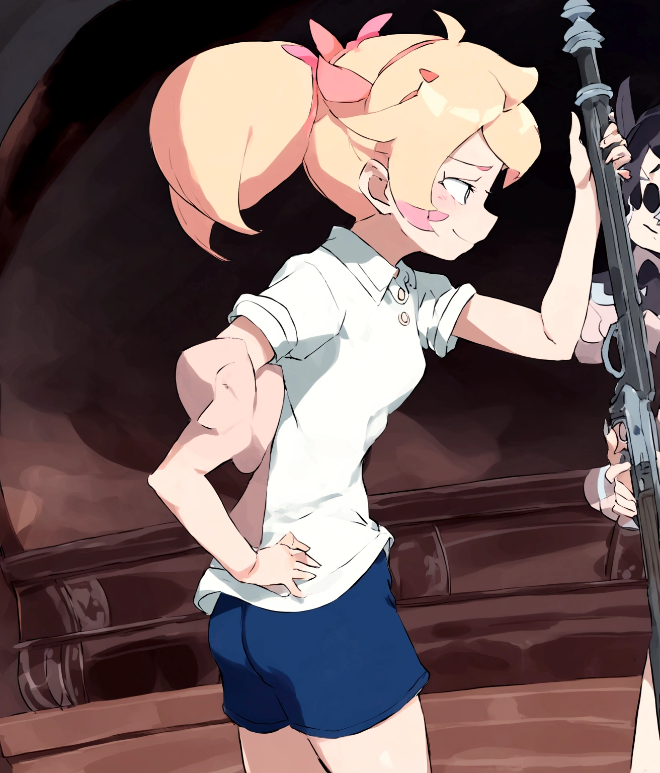 Amanda O&#39;Neill with a double barreled shotgun