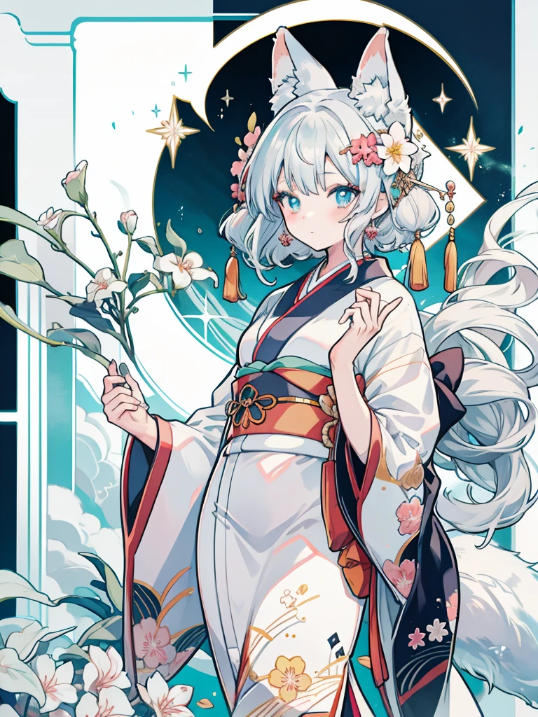  Anime role play, Anime girl role play, Anime style mixed with Fuji film, role play, a beautiful fox woman, silver hair girl, real life anime girls, kimono foxear