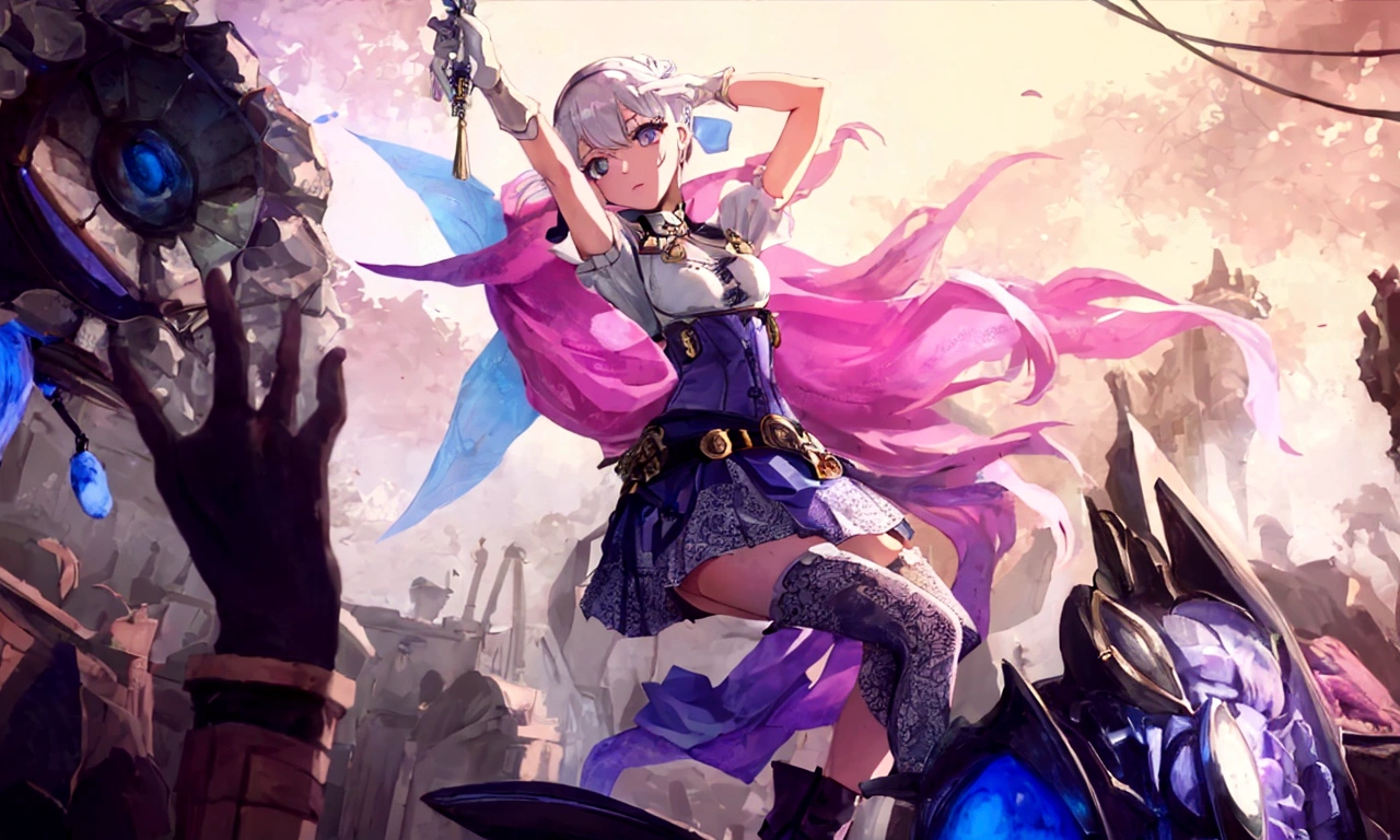 ((masterpiece)), (best quality))), (character design sheet, national costume, the same character, front, side, in the back), illustration, 1 girl, whole body, silver hair, Eye hairs, beautiful eyes, princess cut, Scenes of environmental changes, short skirt, pudency, female, girl, standing, Goth Lori, V-tuber, Chatan Betarola, (simple in the background, white in the background: 1.3) ( masterpiece:1.2), (best quality:1.3)