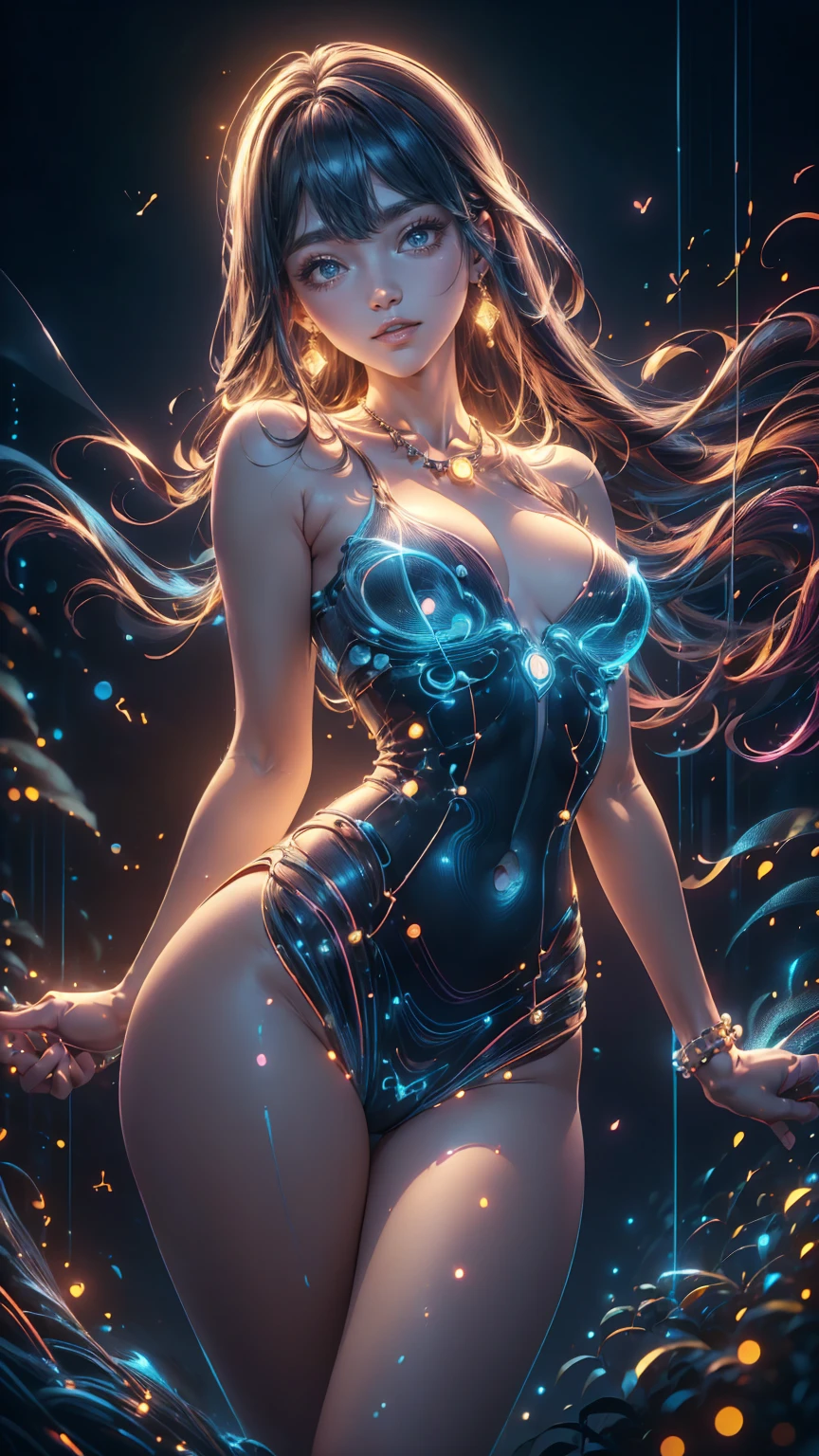 ((whole body)), ((from below)), ((gufeng,bare shoulders)), clear face, pretty face, 8K, masterpiece, original photo, best quality, detail:1.2,lifelike, detail, Very detailed, CG, unity, wallpaper, depth of field, movie light, lens flare, Ray tracing, (extremely beautiful face, beautiful lips, beautiful eyes), complicated, detail face, ((ultra detailed skin)), 1 girl, in the darkness, deep shadow, beautiful korean girl, kpop idol,(Very slim figure:1.3), plump breasts, Slender sexy legs, elegant posture, (bright smile), (City night, (neon lights), (night), beautiful korean girl, white diamond earrings, diameter bracelet, Dia Necklace, clear eyes, facing forward, (big eyes)