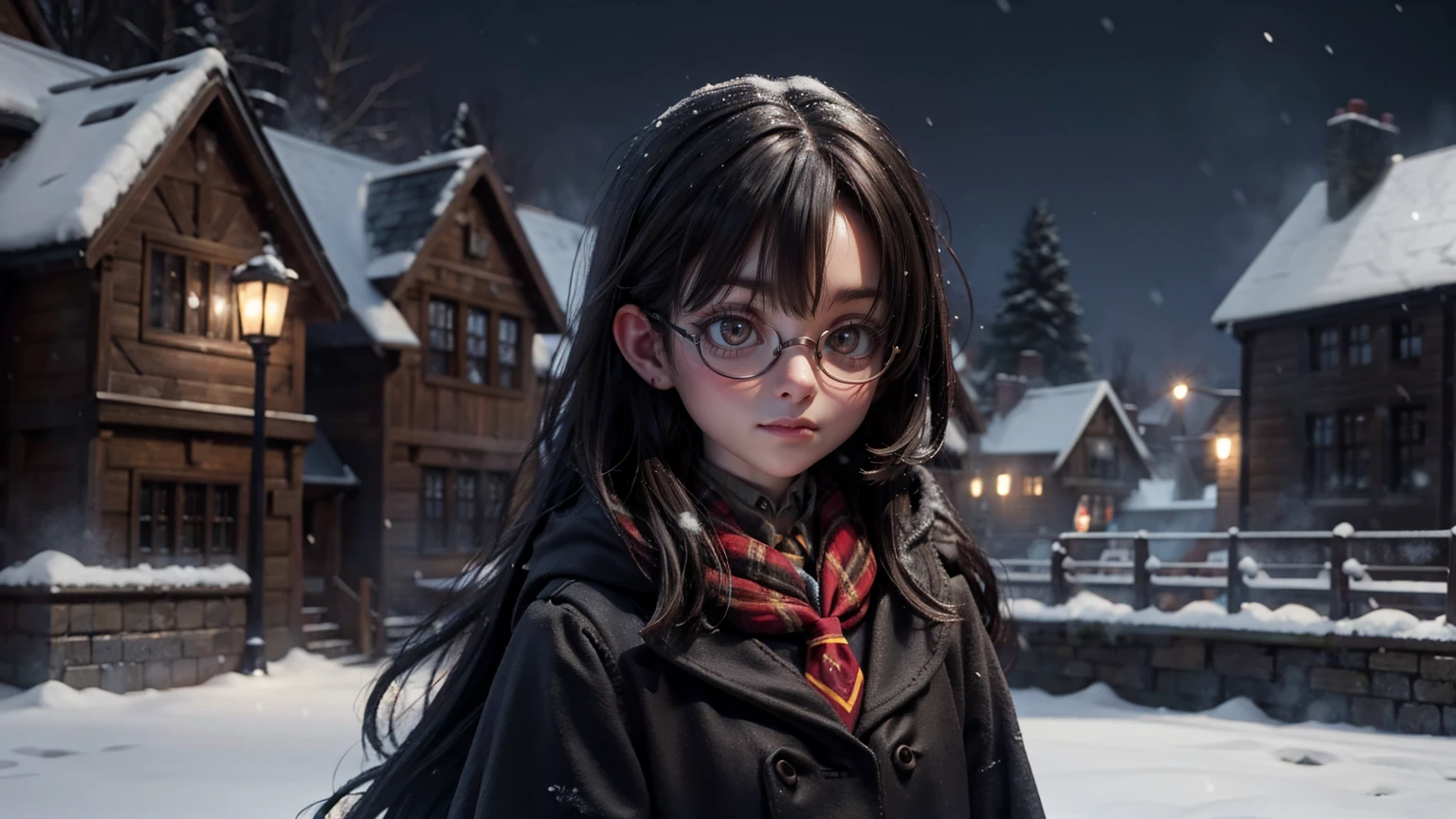 harry potter school front view in snow weather