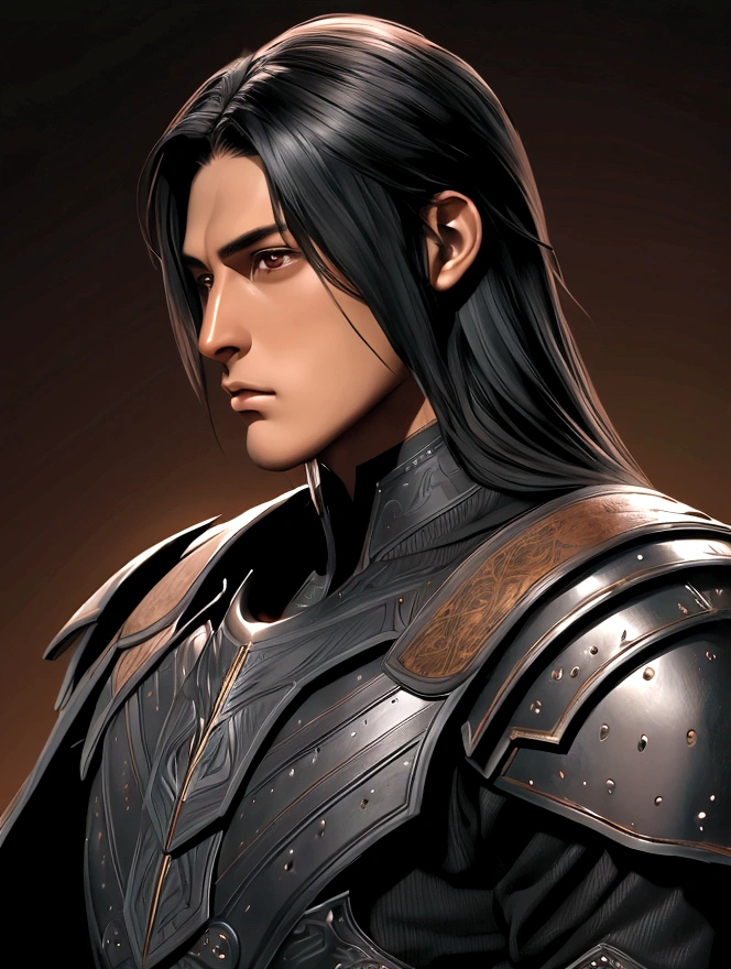 Man, male, boy, black hair, brown eyes, dark skin, black, Black skin, black, black color, Warrior, armor, sexy
