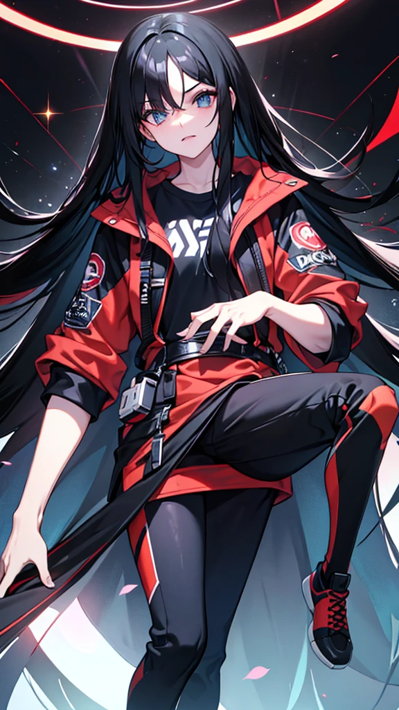 , long black hair,  gamer, influencer, no quarto