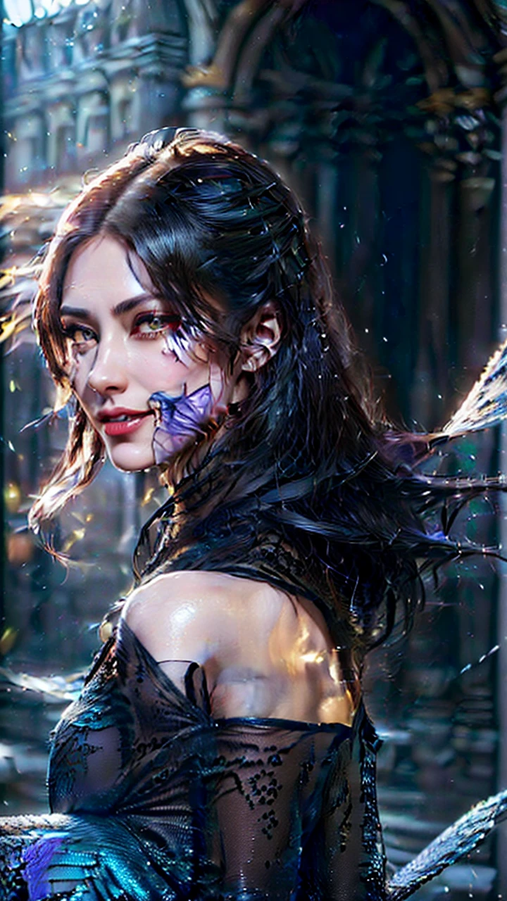 a close up of a boy wearing a red hood like a ruby wearing a patch over one eye, shadowbringers cinematic, 4 k detail fantasy, a beautiful fantasy empress, game cg, xianxia fantasy, xianxia hero, 2. 5 d cgi anime fantasy artwork, cinematic goddess close shot, ruan jia and artgerm, wow 4 k detail fantasy, hyperdetailed fantasy character, (8k, RAW photo, photorealistic:1.25) ,( lipgloss, eyelashes, glosace, glossy skin, best quality, ultra highres, depth of field, chromatic aberration, caustics, Broad lighting, natural shading,) looking at viewer with a serene and goddess-like happiness, smile.
