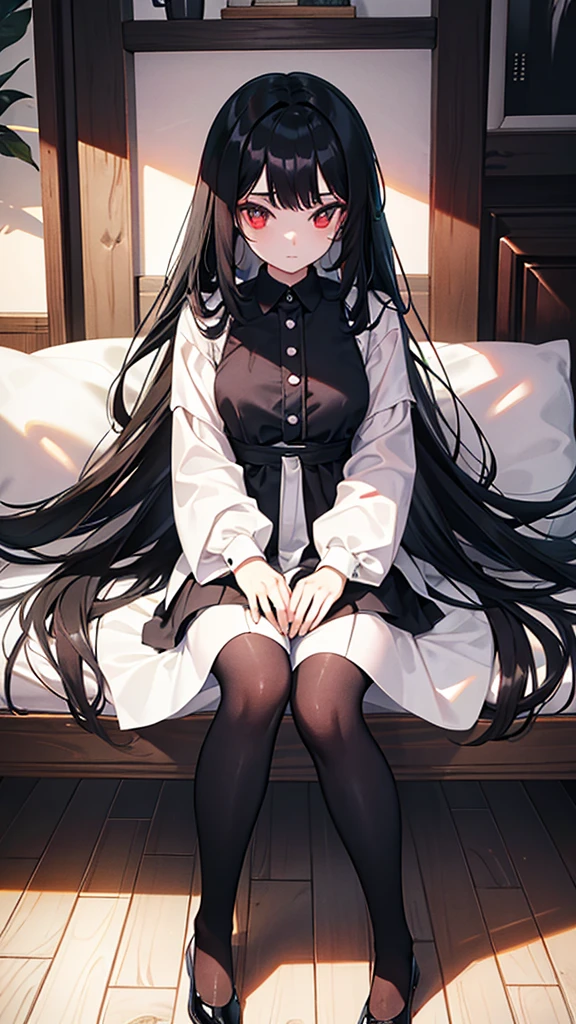 , long black hair, influencer, local: quarto sentanda