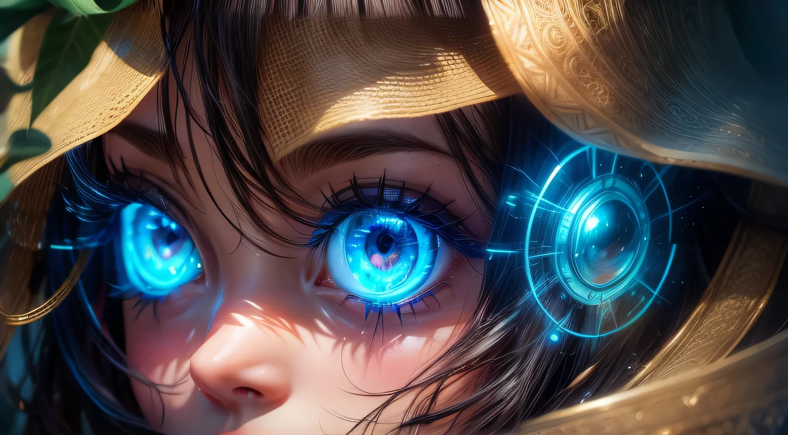Beautiful girl face with gorgeous dreamy eyes