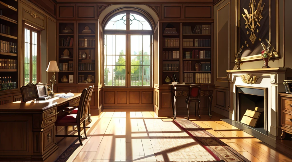 (best quality,masterpiece:1.2,detailed details,4k),Medieval European luxury room,Gorgeous desk,wine,Godfather Mafia Room,Looking up