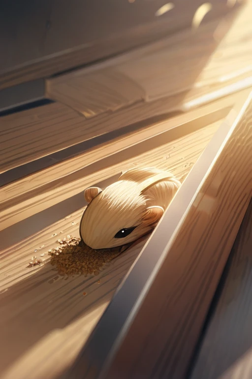 ((Best quality)), ((masterpiece)), (detailed), A mouse eats sawdust