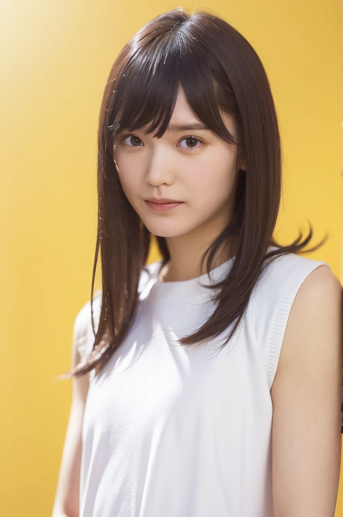 1 Girl, (Summer clothes:1.2), Very beautiful Japanese idol portraits,
(RAW Photos, Highest quality), (Realistic, Realistic:1.4), (masterpiece),
Very delicate and beautiful, Very detailed、wonderful, finely, Very detailed CG Unity 8K 壁紙, Very detailed, High resolution, Soft Light,
Beautiful detailed girl, Very detailed目と顔, Beautiful and sophisticated nose, finelyて美しい目, Cinema Lighting,
(Simple light color background:1.3)、Complete Anatomy, Slender body, Small breasts, smile