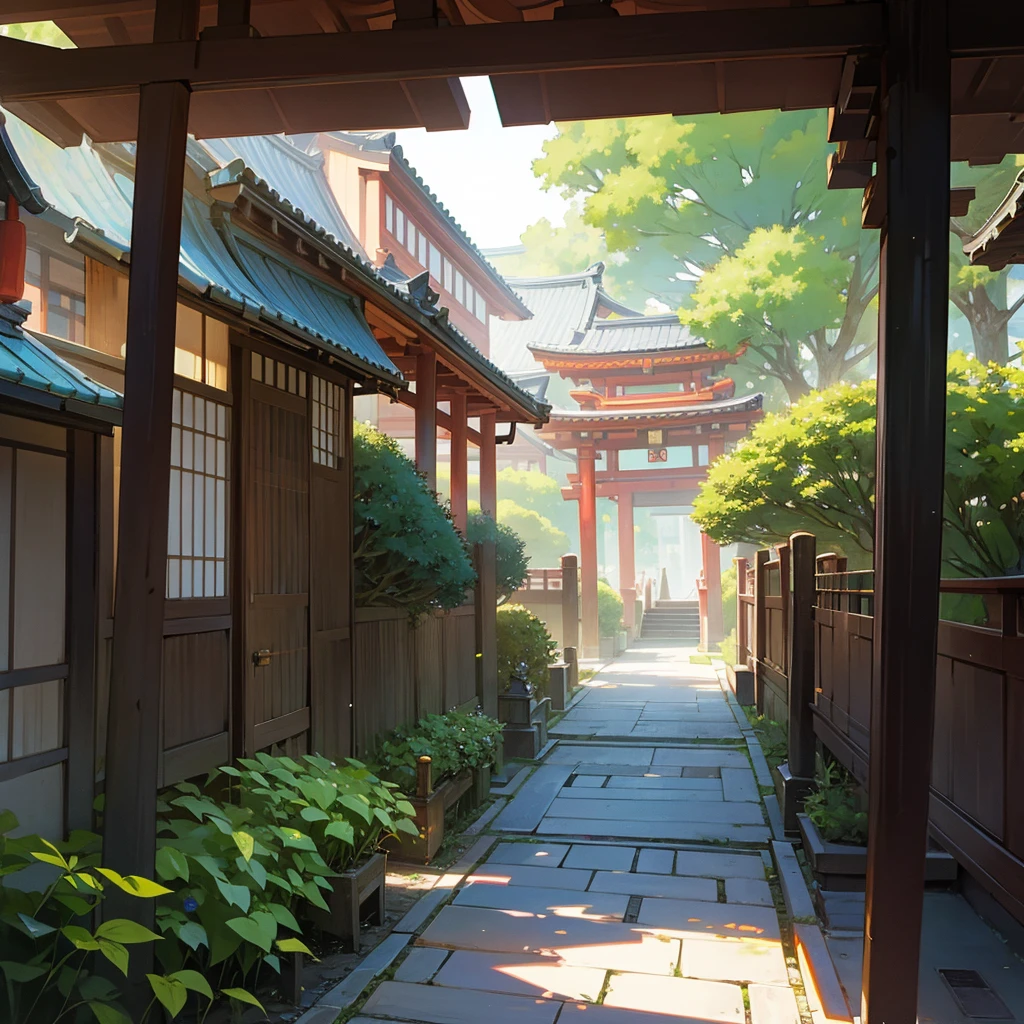 Japanese street, tree garden
