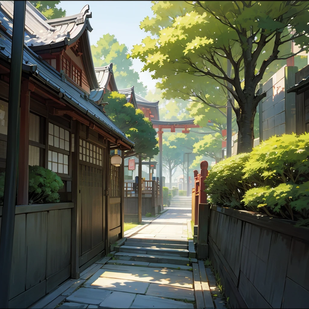 Japanese street, tree garden