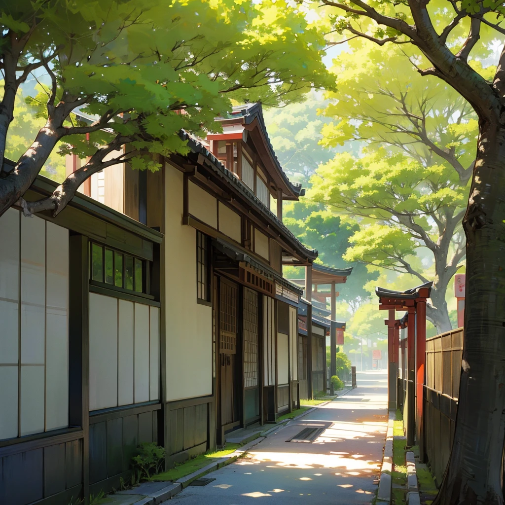 Japanese street, tree garden