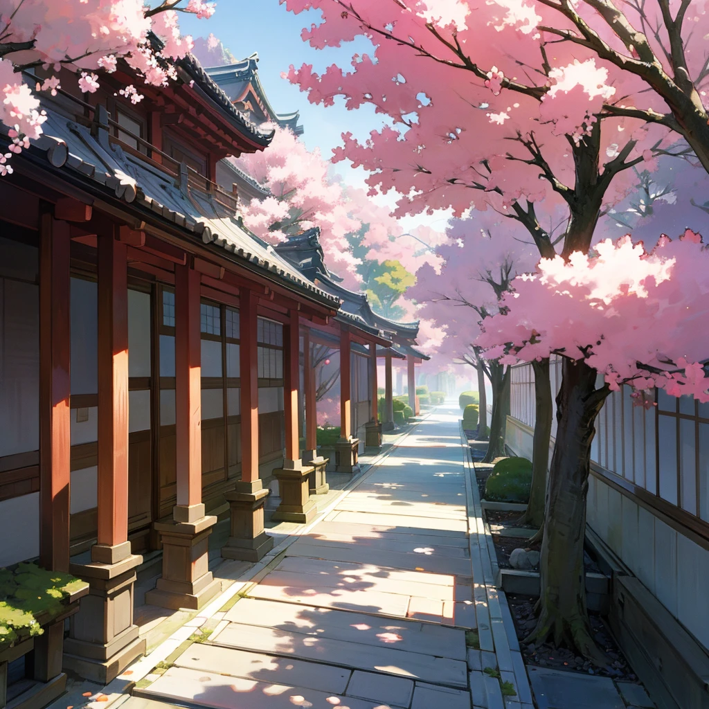 Japanese street, tree garden 