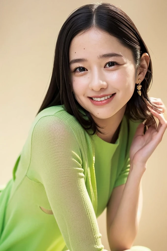 1 Girl, (Summer clothes:1.2), Very beautiful Japanese idol portraits, 
(RAW Photos, Highest quality), (Realistic, Realistic:1.4), (masterpiece), 
Very delicate and beautiful, Very detailed、wonderful, finely, Very detailed CG Unity 8K 壁紙, Very detailed, High resolution, Soft Light, 
Beautiful detailed girl, Very detailed目と顔, Beautiful and sophisticated nose, finelyて美しい目, Cinema Lighting, 
(Simple light color background:1.3)、Complete Anatomy, Slender body, Small breasts, smile
