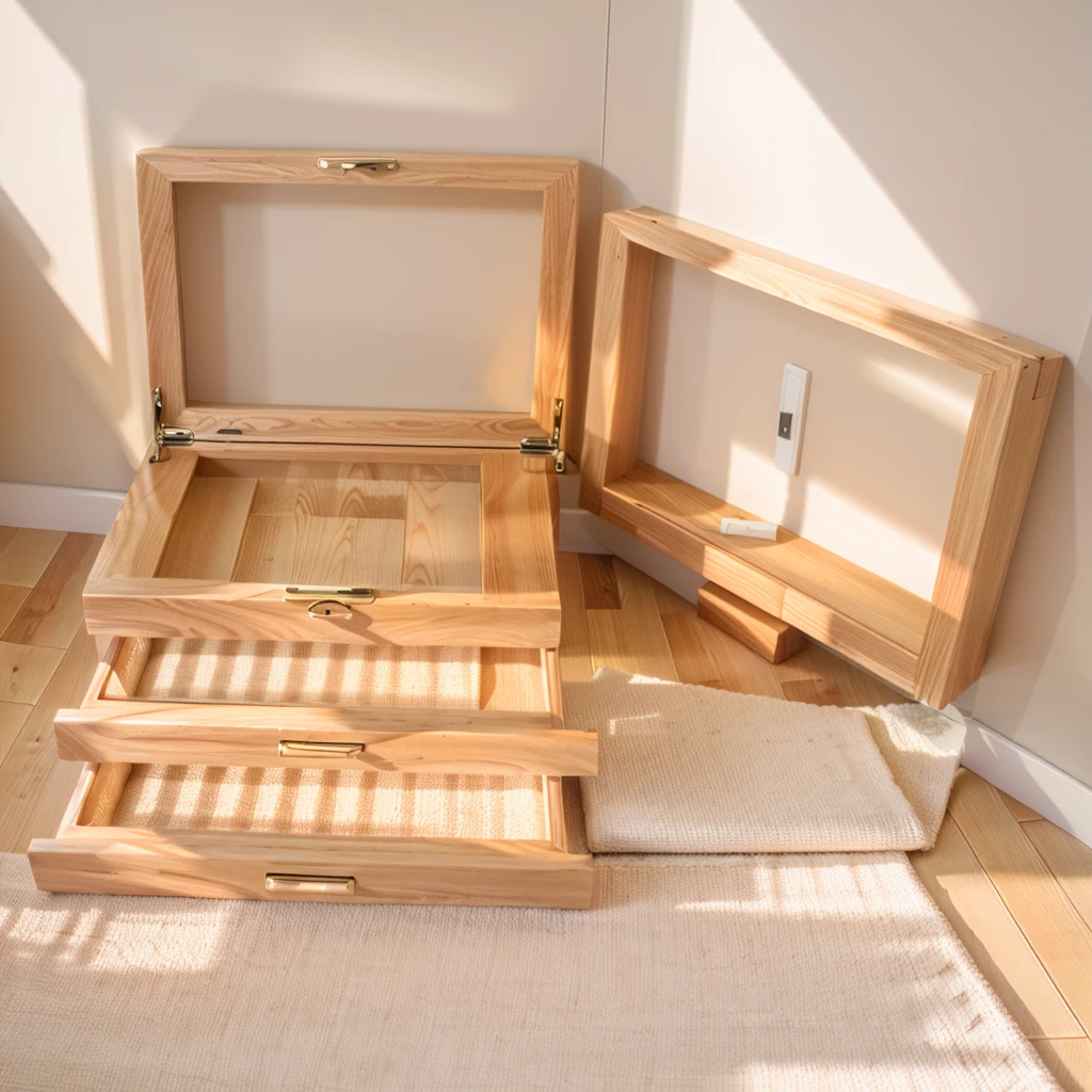 Comfort Room,White curtains,Soft sunshine,Linen floor coverings，Textured，Light filter，Watch Storage Box,Wood grain gloss,Peaceful and tranquil,Wall Still Life,Elegant decoration,Half-open windows,light breeze,Turn the pages,Peaceful atmosphere,Warm and comfortable living atmosphere。

