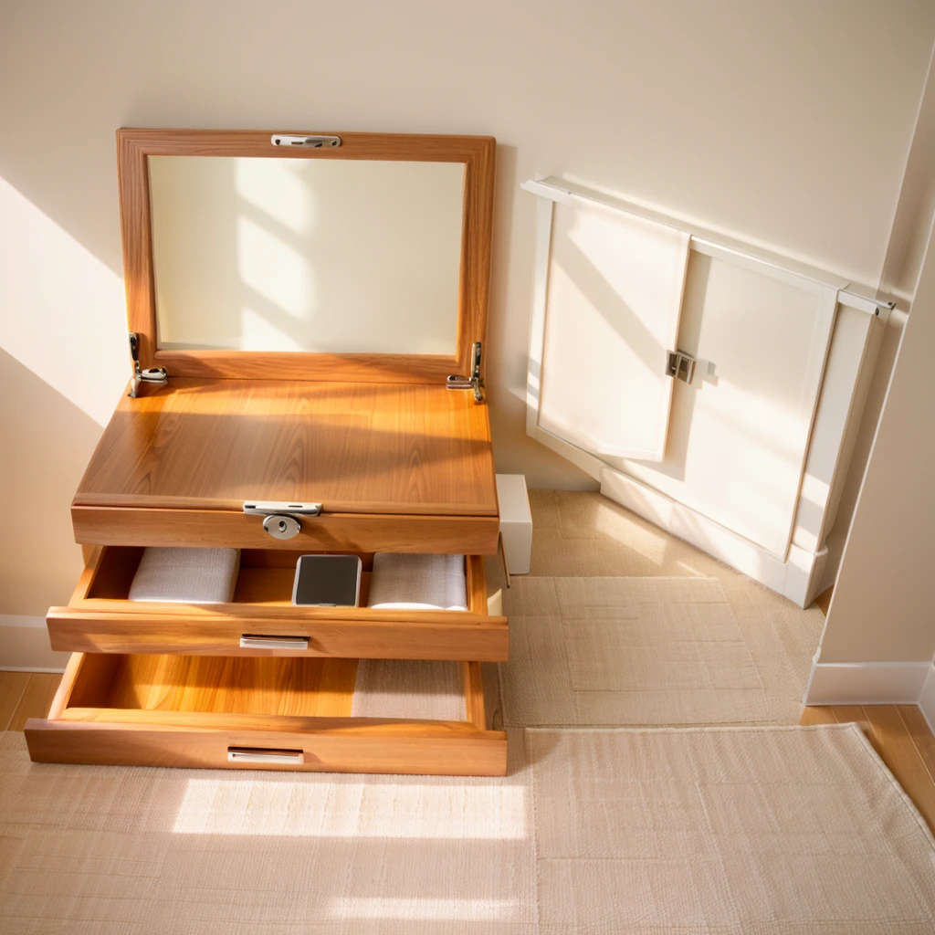 Comfort Room,White curtains,Soft sunshine,Linen floor coverings,Textured,Light filter,Watch Storage Box,Wood grain gloss,Peaceful and tranquil,Wall Still Life,Elegant decoration,Half-open windows,light breeze,Turn the pages,Peaceful atmosphere,Warm and comfortable living atmosphere。