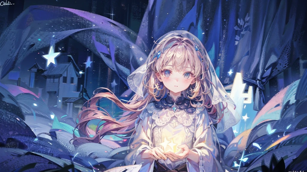 The Ethereal Realm, background art, The night has become covered with a veil, And everything is the same as yesterday. I will come to you like a star, Illuminating the evenings, Opalescent, colorful concept art, masterpiece, in detail, well done