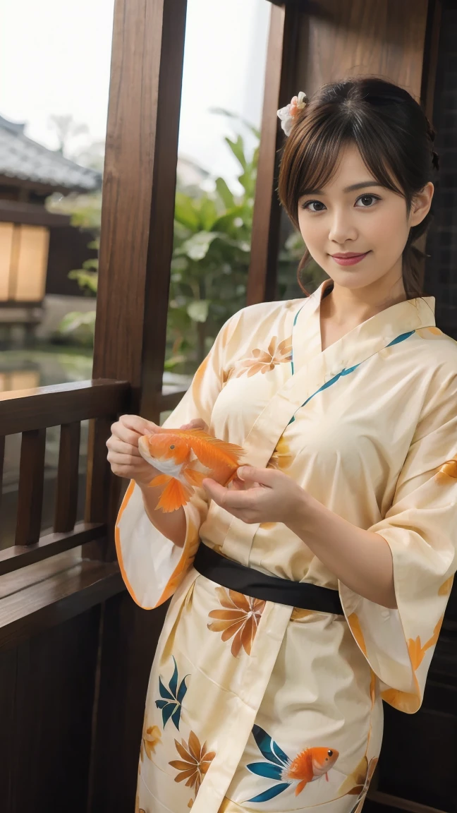 Goldfish scooping in yukata