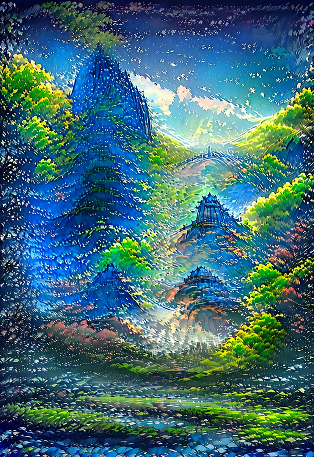 Hyper realistic 8k, ultra detailed, (Best Quality digital illustration Masterpiece of planet Earth in outer space), ((No Man)) (Beautiful planet Earth Illustration), (vivid Green nature and vegetation), (flowering plants), ((waterfall)), (Bright Stars), (Hyperdetail, Dynamic Camera), (Wide Angle), (Celestial Lighting), (Vivid Colors and Saturation), (trending on artstation,